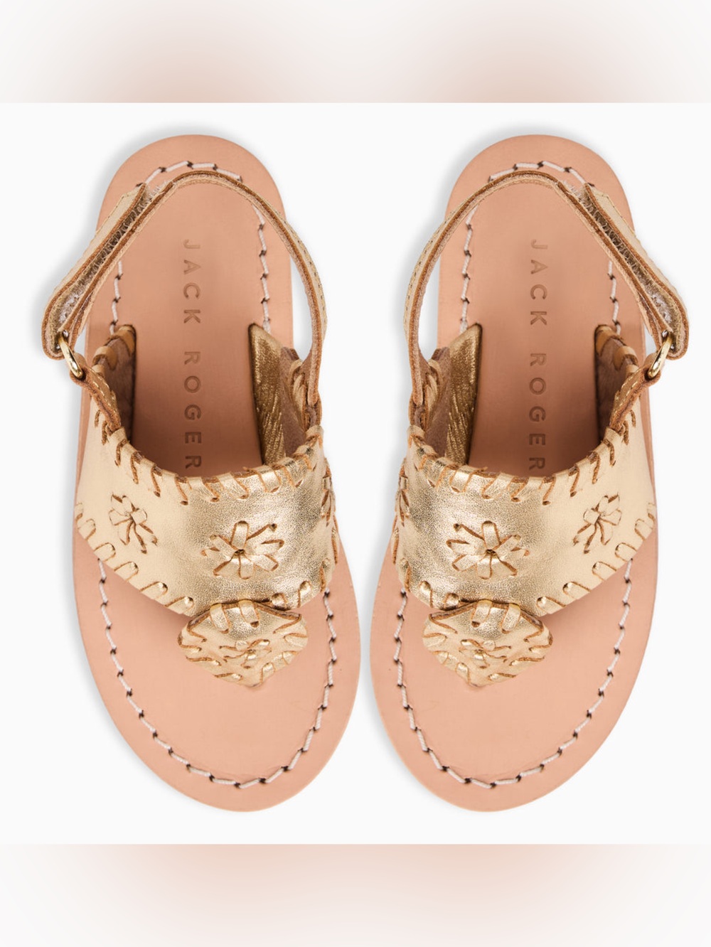 Jack Rogers Toddler Jacks Flat Sandals in a metallic gold size10